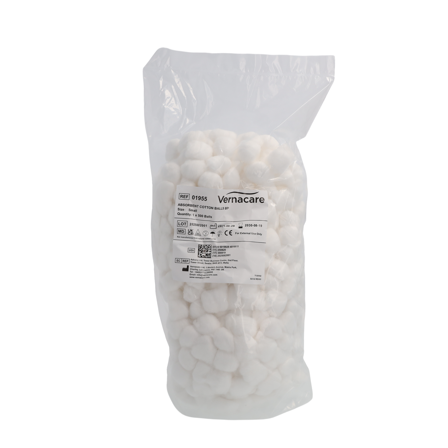 Cotton Wool Balls 500 non sterile (small balls) - Vernacare