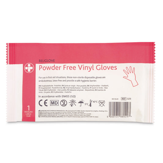 Religlove Vinyl Powder Free Gloves - Medium - Pair