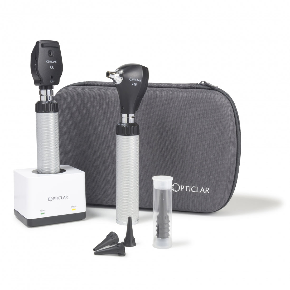 Opticlar Visionmed LED Diagnostic Set, S1 Otoscope, L28 Ophthalmoscope, Metal LI-ON Rechargeable Handle
