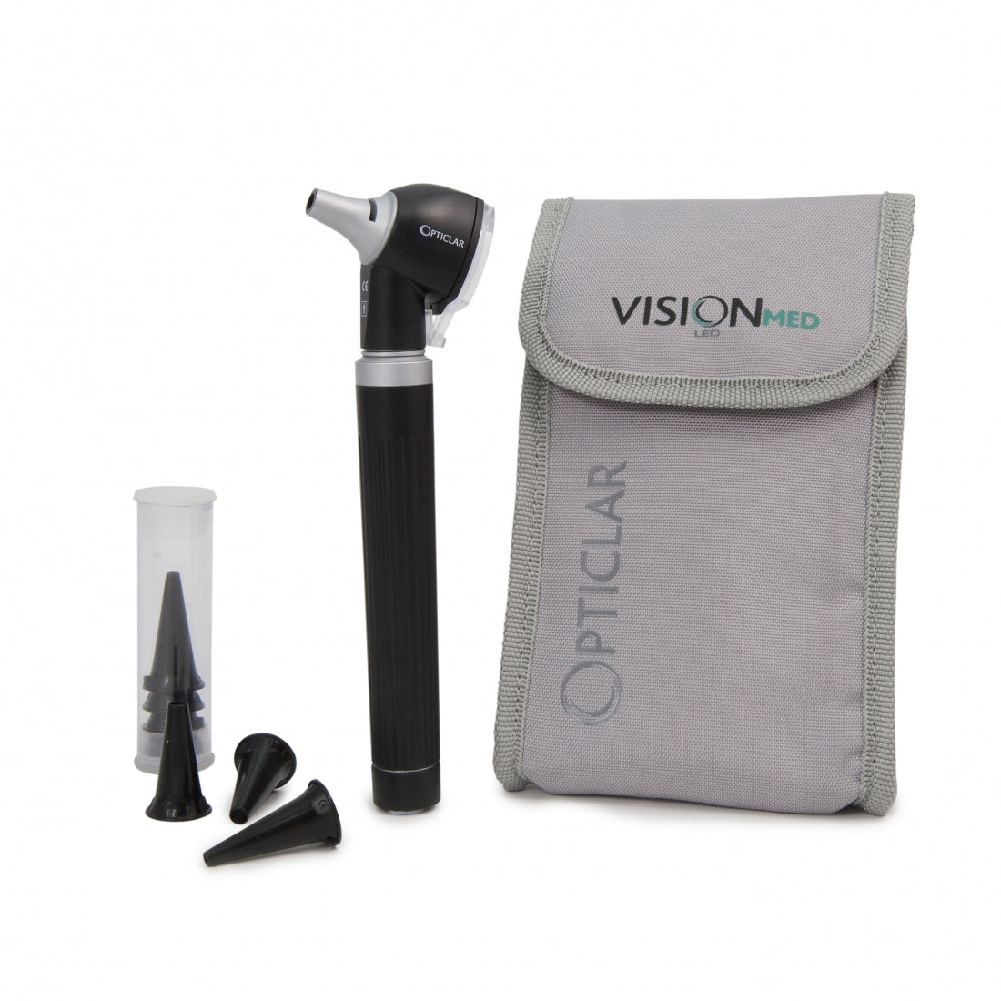Opticlar Visionmed P2 LED Fibre Optic Pocket Otoscope in case, with Disposable Tips - BLK