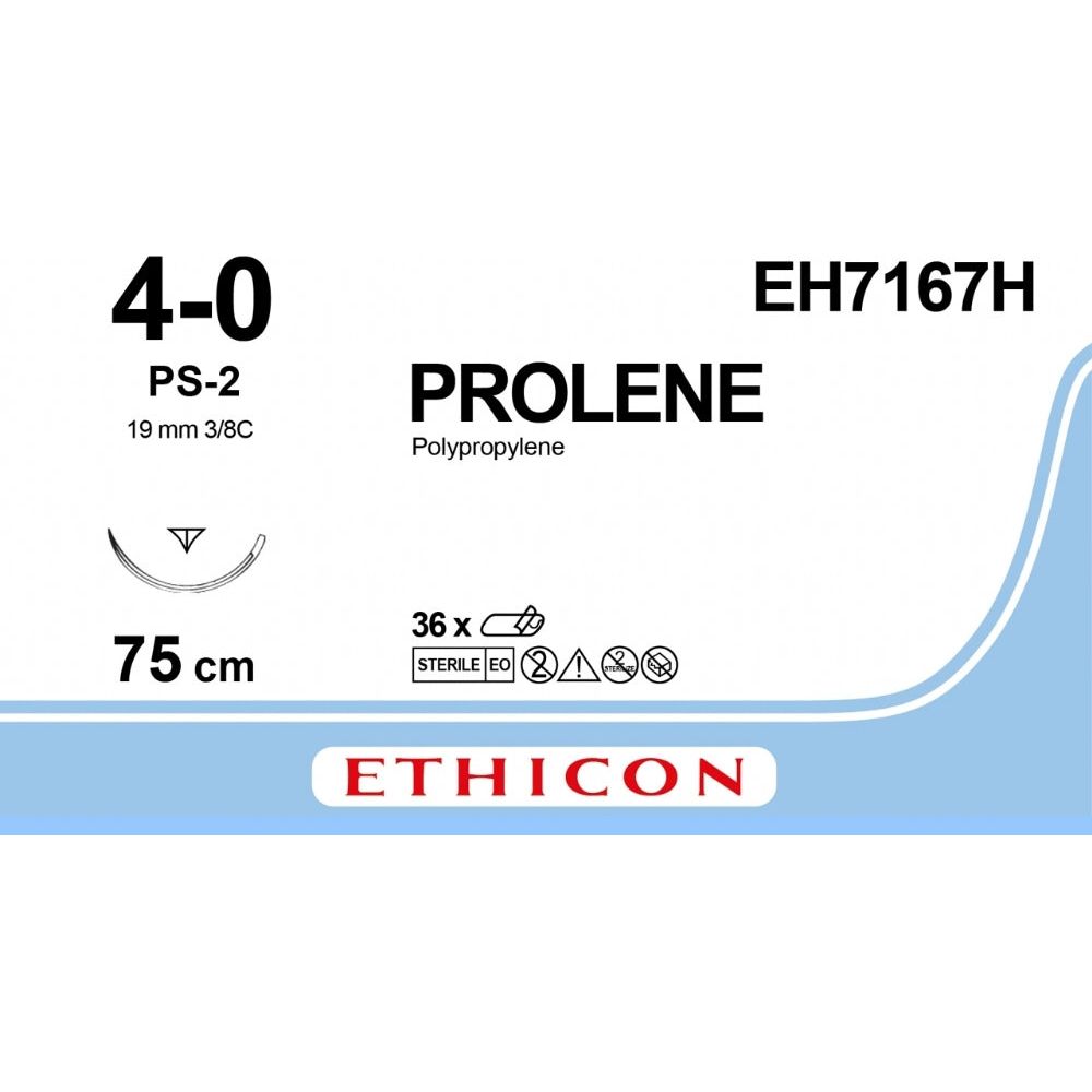 PROLENE, monofilament,blue,4-0,75cm,1xReverse Cutting Prime,19mm,3/8C, box of 36 -