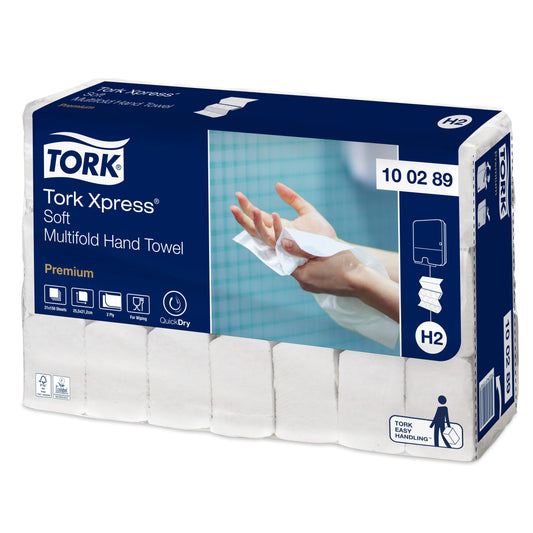 Tork Xpress Soft Multifold Hand Towel White - 2Ply - 100289 - 21 x 150 Sheets -