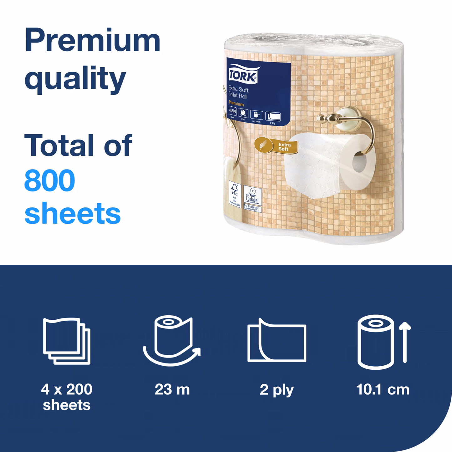 Tork Extra Soft Conventional Toilet Roll Premium – 2 Ply - 40 Rolls -