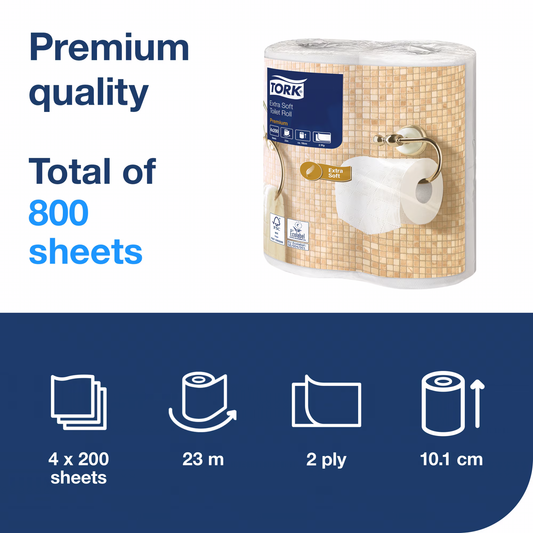 Tork Extra Soft Conventional Toilet Roll Premium – 2 Ply - 40 Rolls -