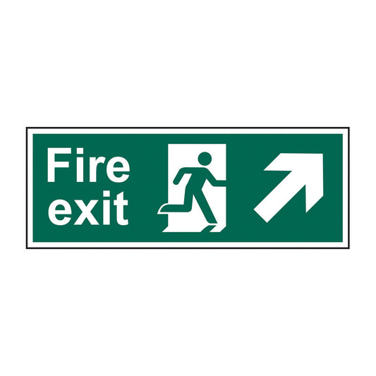 Fire Exit Sign - Man Running with Arrow Right Up - Vinyl