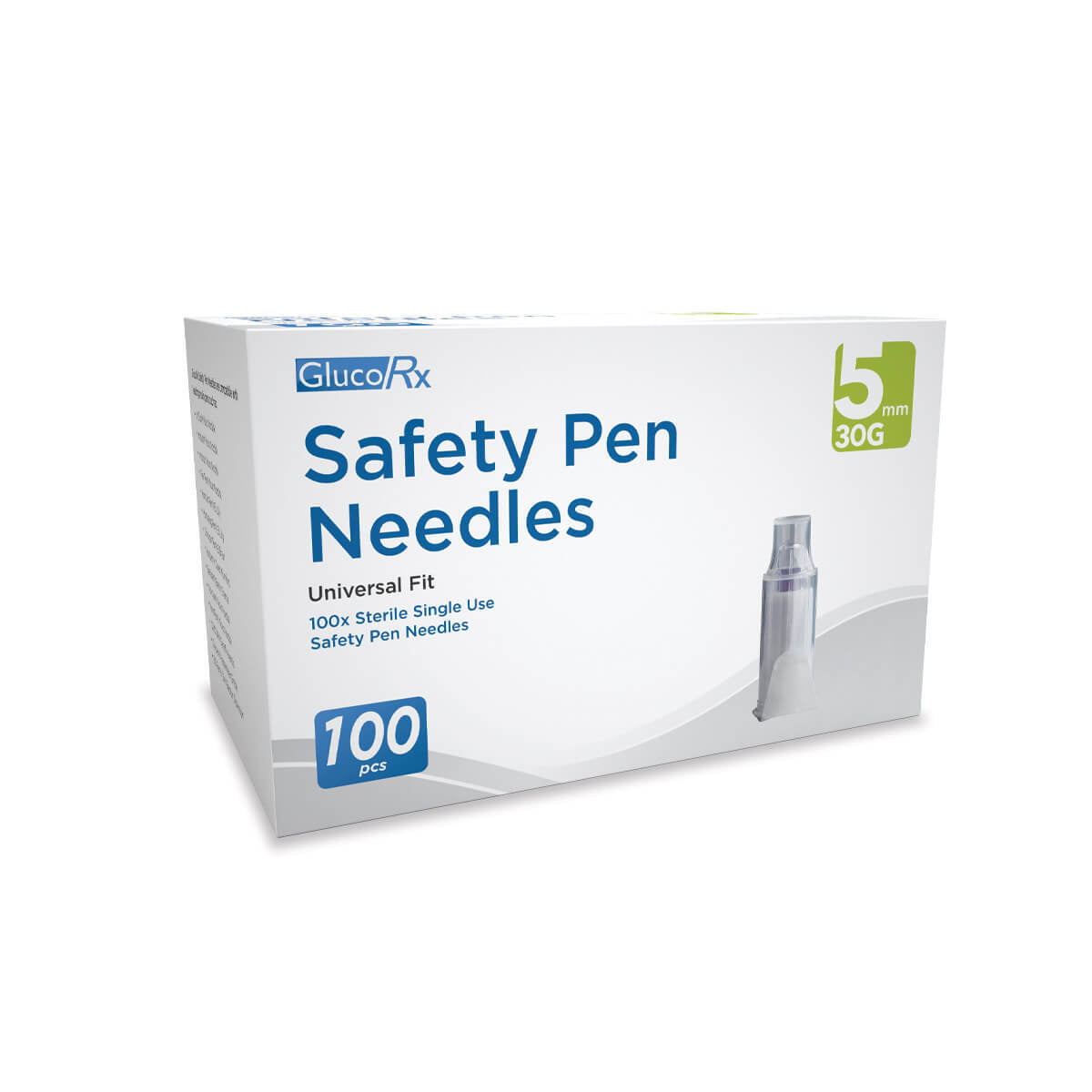 GlucoRx Safety Pen Needles 5mm / 30G x 100 -