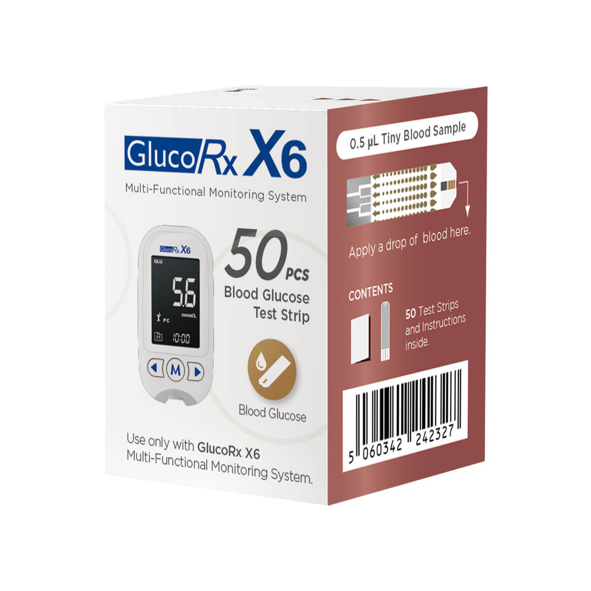 GlucoRx X6 Glucose Test Strips X 50 -