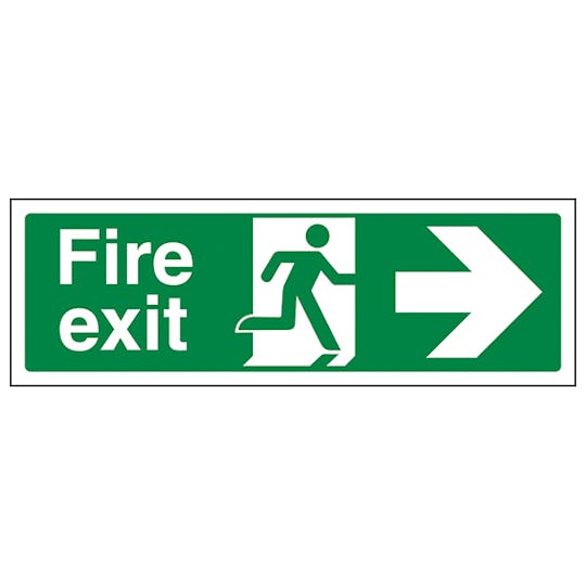 Fire Exit Sign - Man Running with Arrow Right - Vinyl - Safety First Aid