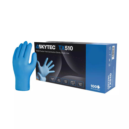 Skytec TX510 Blue Nitrile Examination Gloves - Box of 100 - Small - Haika