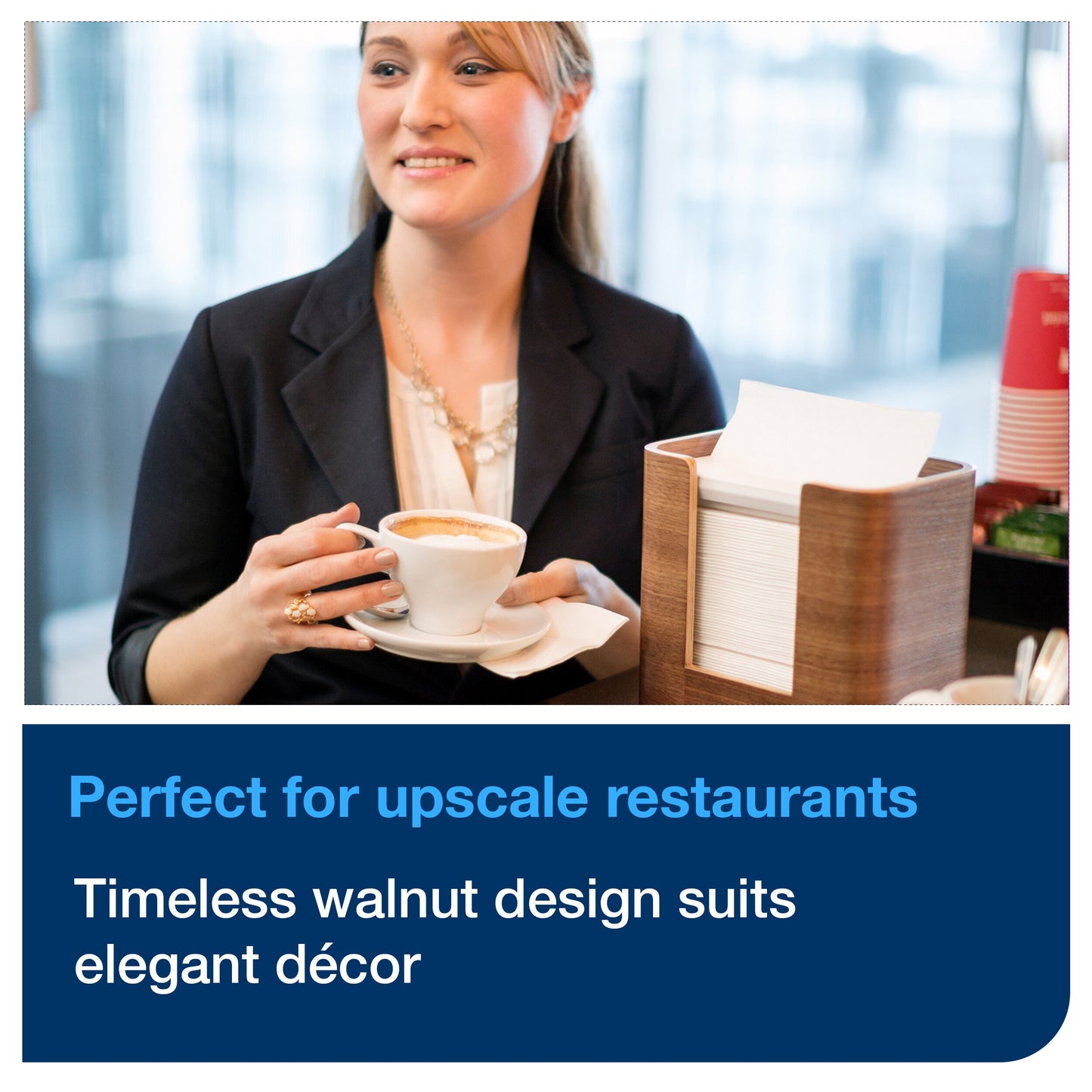 Tork Xpressnap® Tabletop Napkin Dispenser Walnut Image Line N4 -