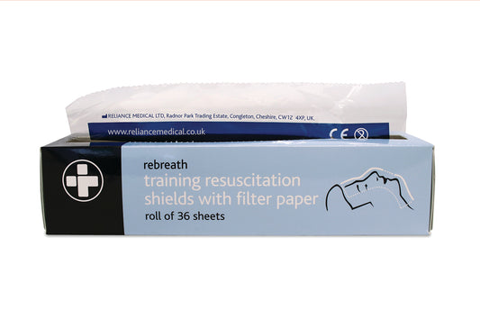Rebreath Training Resus Face Shields with Filter - Paper Rolls of 36 - Case of 50