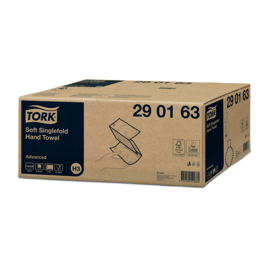 Tork Singlefold Hand Towel Advanced White - 2Ply - 290163 - 15 x 250 -