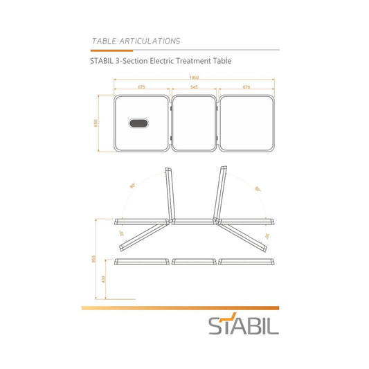 Stabil Pro 3-Section Electric - White Frame and Black Upholstery -