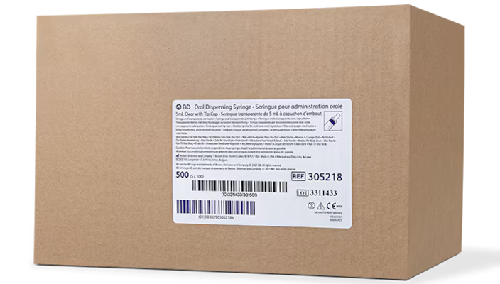 BD 5ml Clear Oral Syringe - Box of 100 -