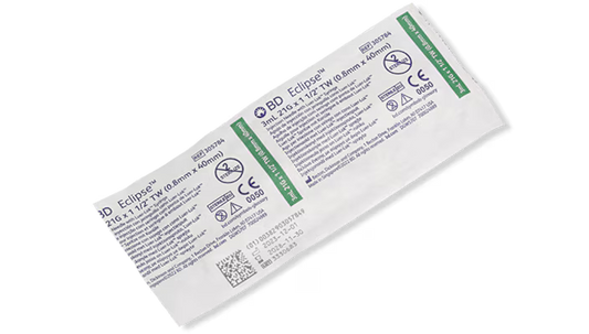 BD Eclipse Needle 21G x 1 1/2" With Detachable 3ml BD Luer-Lok Syringe - Box of 50 -