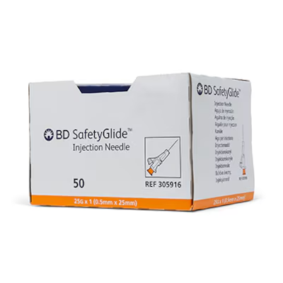 BD SafetyGlide Needle 25G x 1" - Box of 50