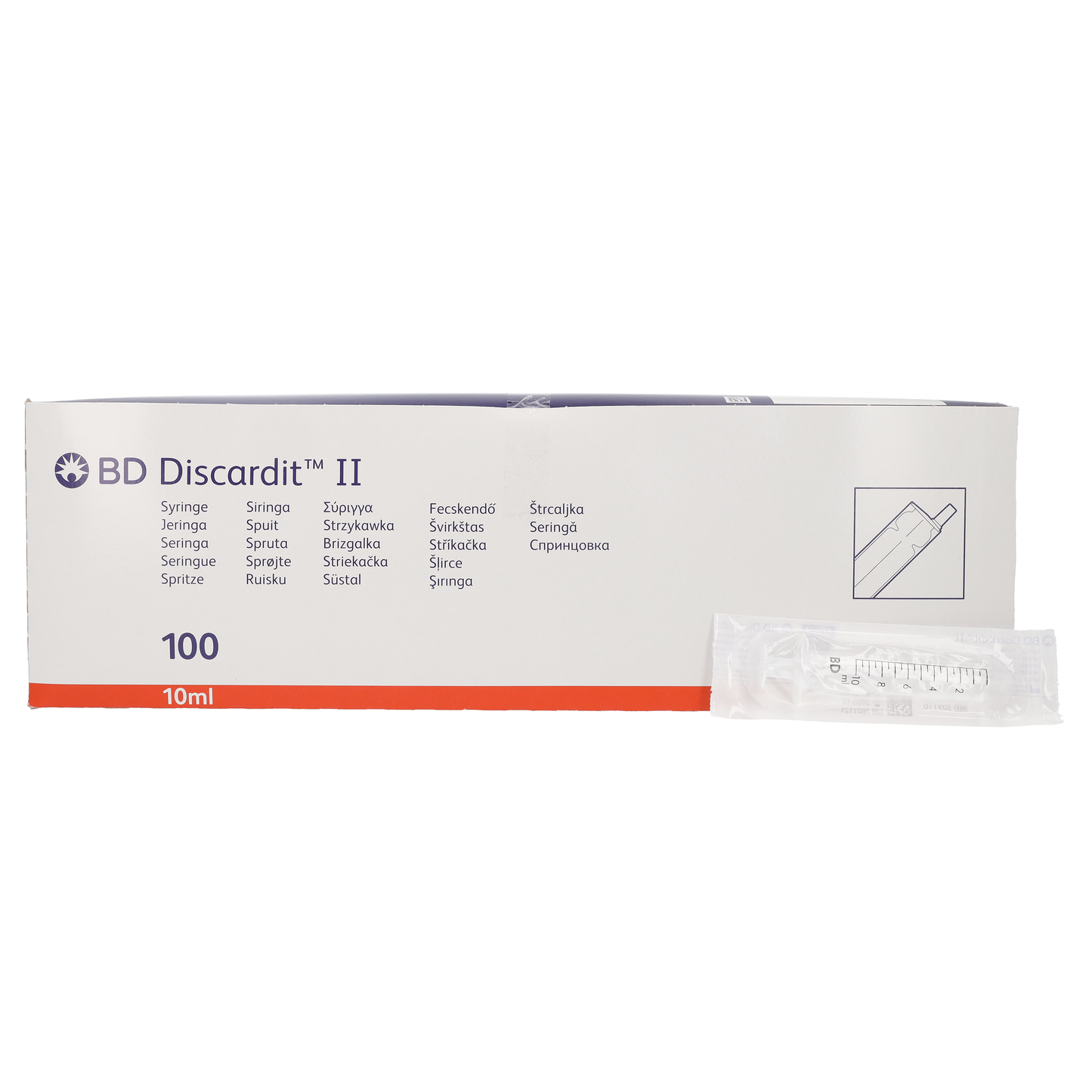 BD Discardit 10ml Eccentric Tip Syringe, 2 Piece x 100 - Becton Dickinson