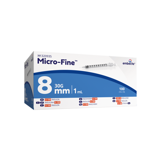 Microfine 1ml Insulin Needle U100 30g x 8mm - Box of 100 -