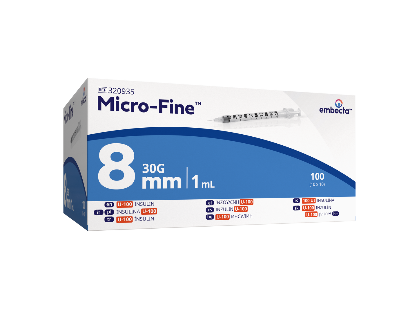 Microfine 1ml Insulin Needle U100 30g x 8mm - Box of 100 -