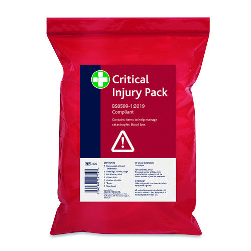 Critical Injury Pack in Red Poly Bag - BS8599-1:2019 -