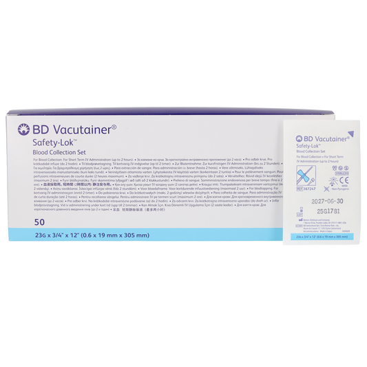 BD Safety-Lok Blood Set 23g x 0.75 x 50 W/out Luer Adaptor 12 Tubing - Becton Dickinson