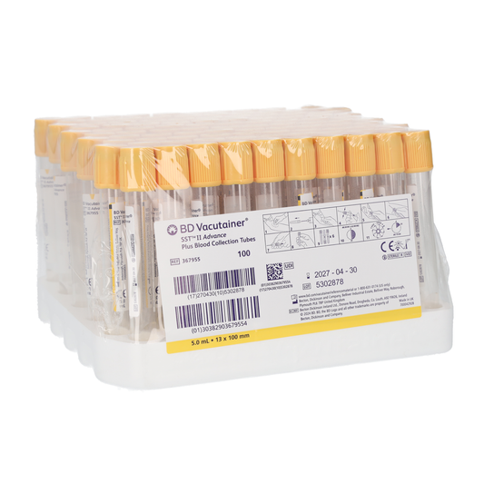 BD Vacutainer plastic SST II advance tube, yellow, 5ml 13mm x100 - Becton Dickinson