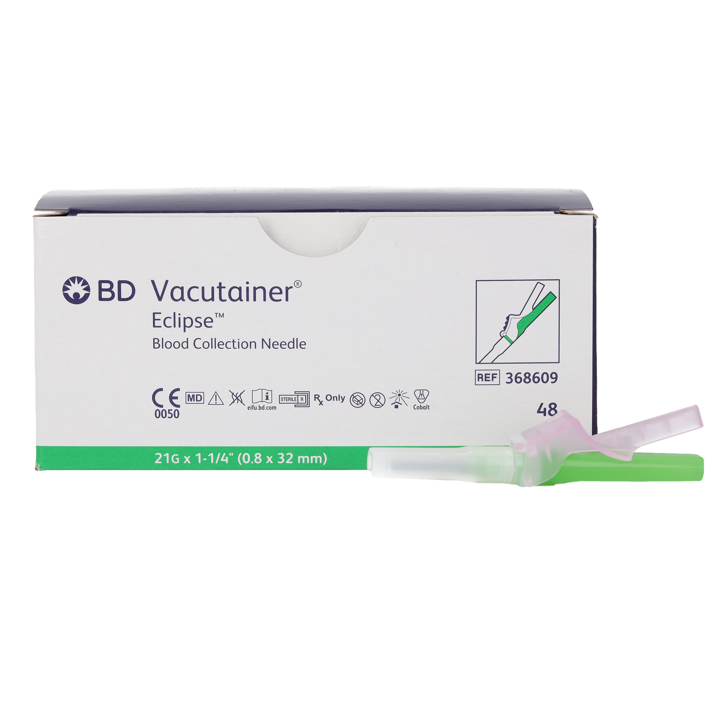 Vacutainer Eclipse Needle - Green 21g x 1.25" x 48 -
