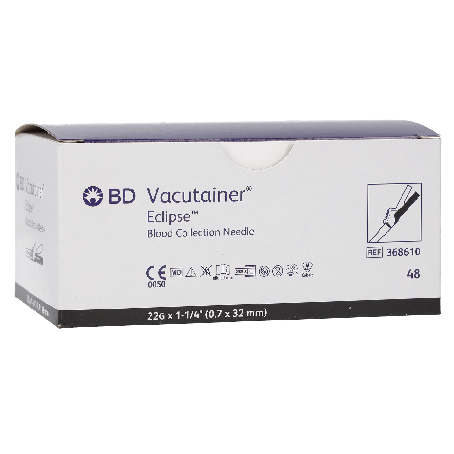 Vacutainer Eclipse Needle - Black 22g 1.25" x 48 -