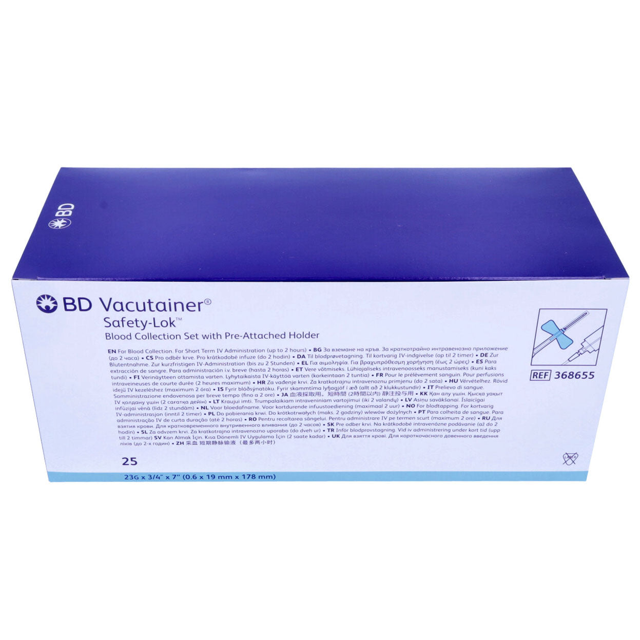 BD Vacutainer Safety Lok Blood Set 23g x 7" Tubing x 25 -