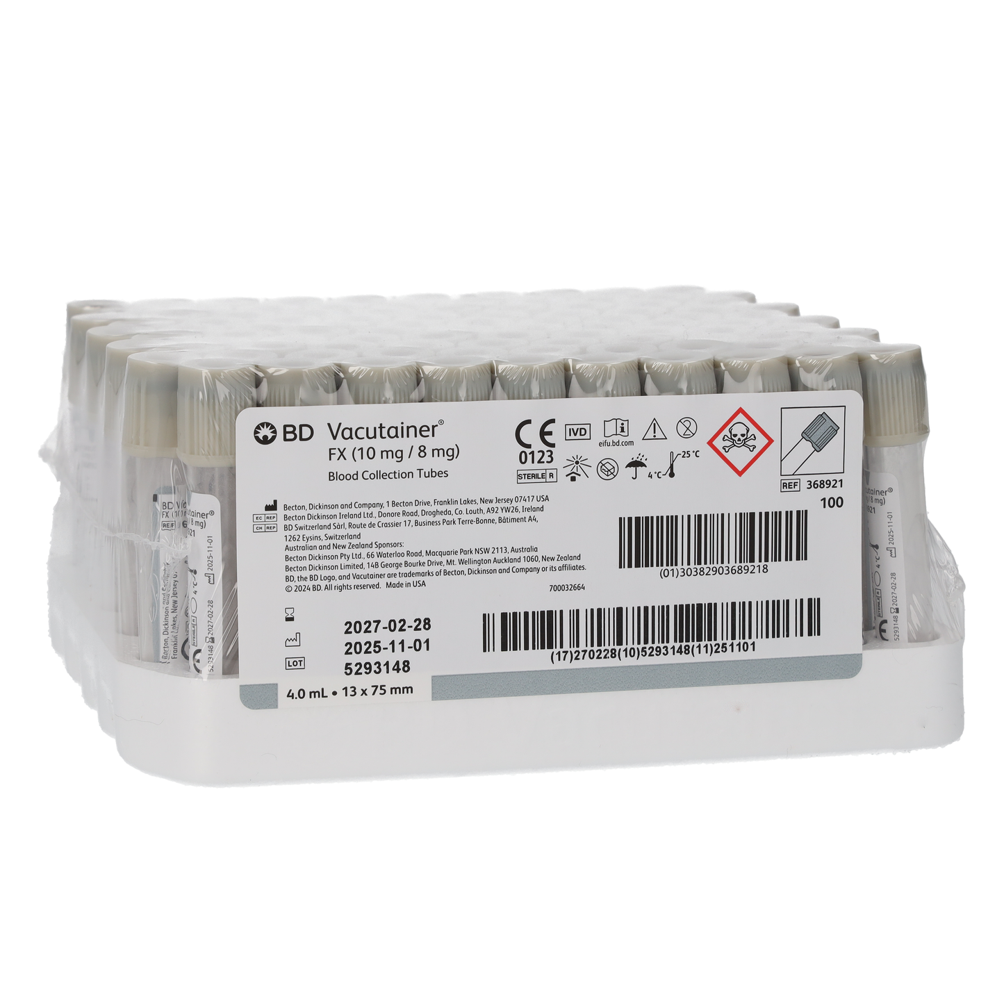 BD Vacutainer 4ml Glucose Analysis Tubes (100) -