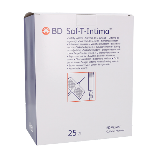 Saf-T-Intima Close with PRN adapter 24G x 0.75" - Easch - Yellow - Box of 25 - Becton Dickinson