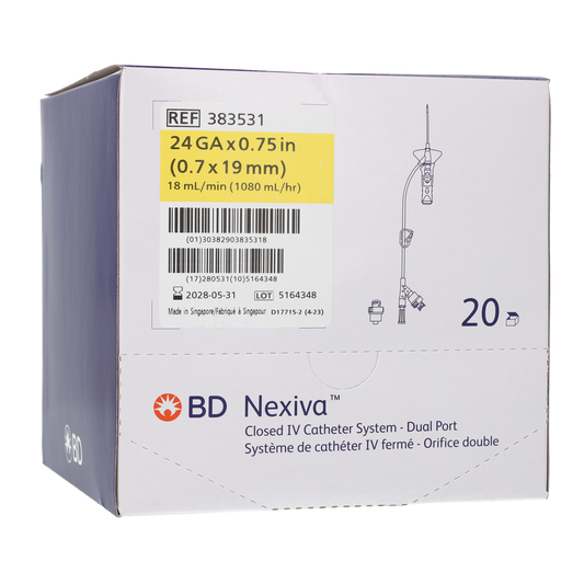 Nexiva Dual Port With Q Style - 24GA 0.75- Box of 20 - Becton Dickinson
