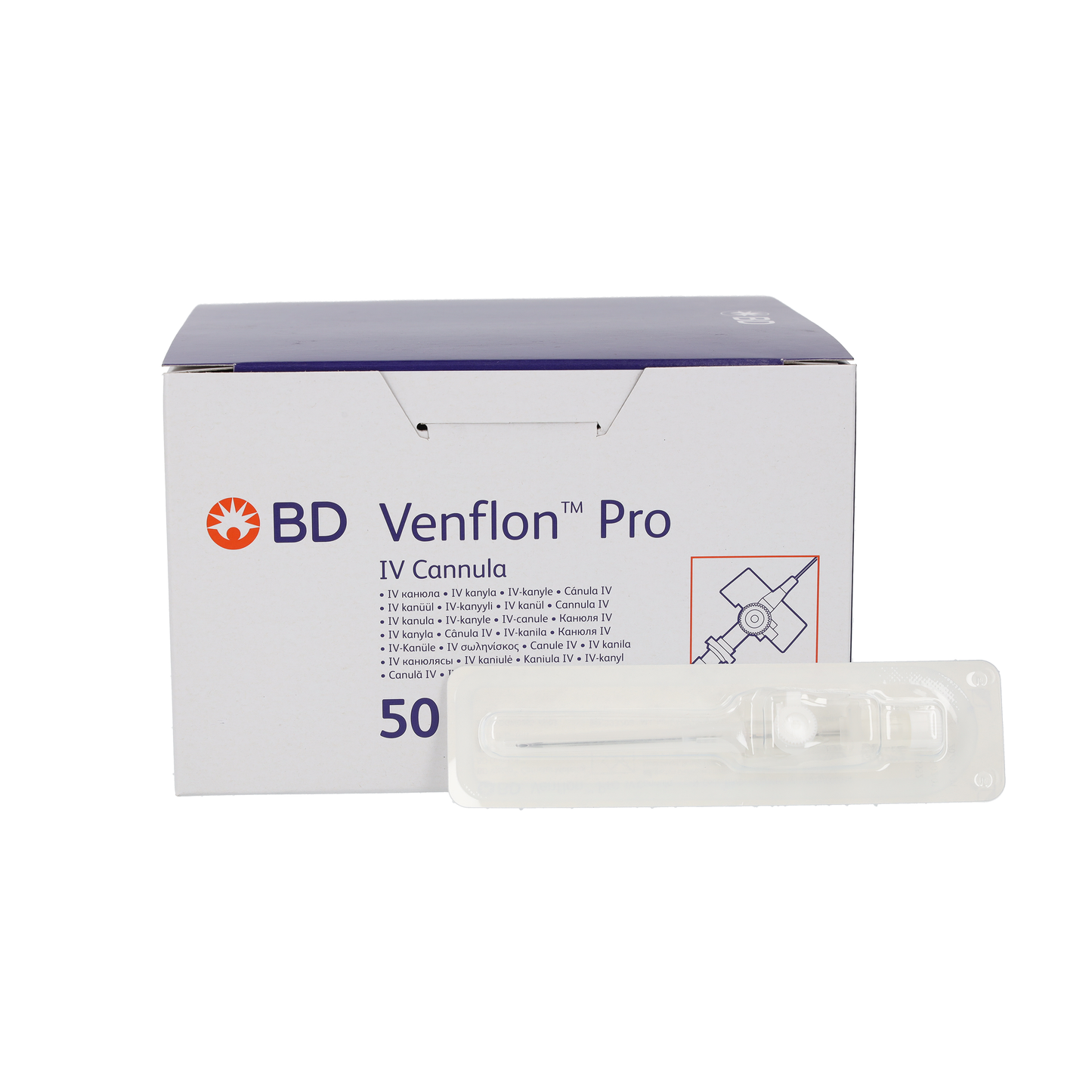 BD Venflon IV Catheter - 17g 45mm Ported & Winged x 50 - Becton Dickinson