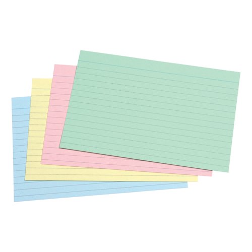 5 Star Record Cards Ruled Both Sides 152x102mm Assorted (Pack of 100)