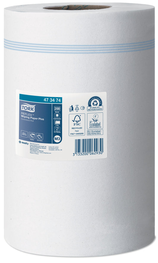 Tork Reflex Centrefeed Roll White 2ply - Case of 9 Rolls - 19.4cm x 67m -