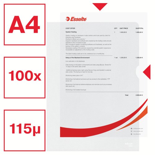 Esselte Embossed Folders A4 Clear (Pack of 100) -