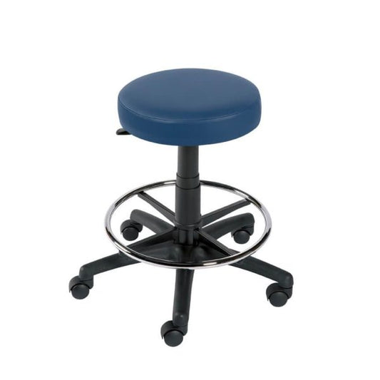 Gas-Lift Stool with Back Rest, Foot Ring & Castors, Vinyl-Anti Bacterial -