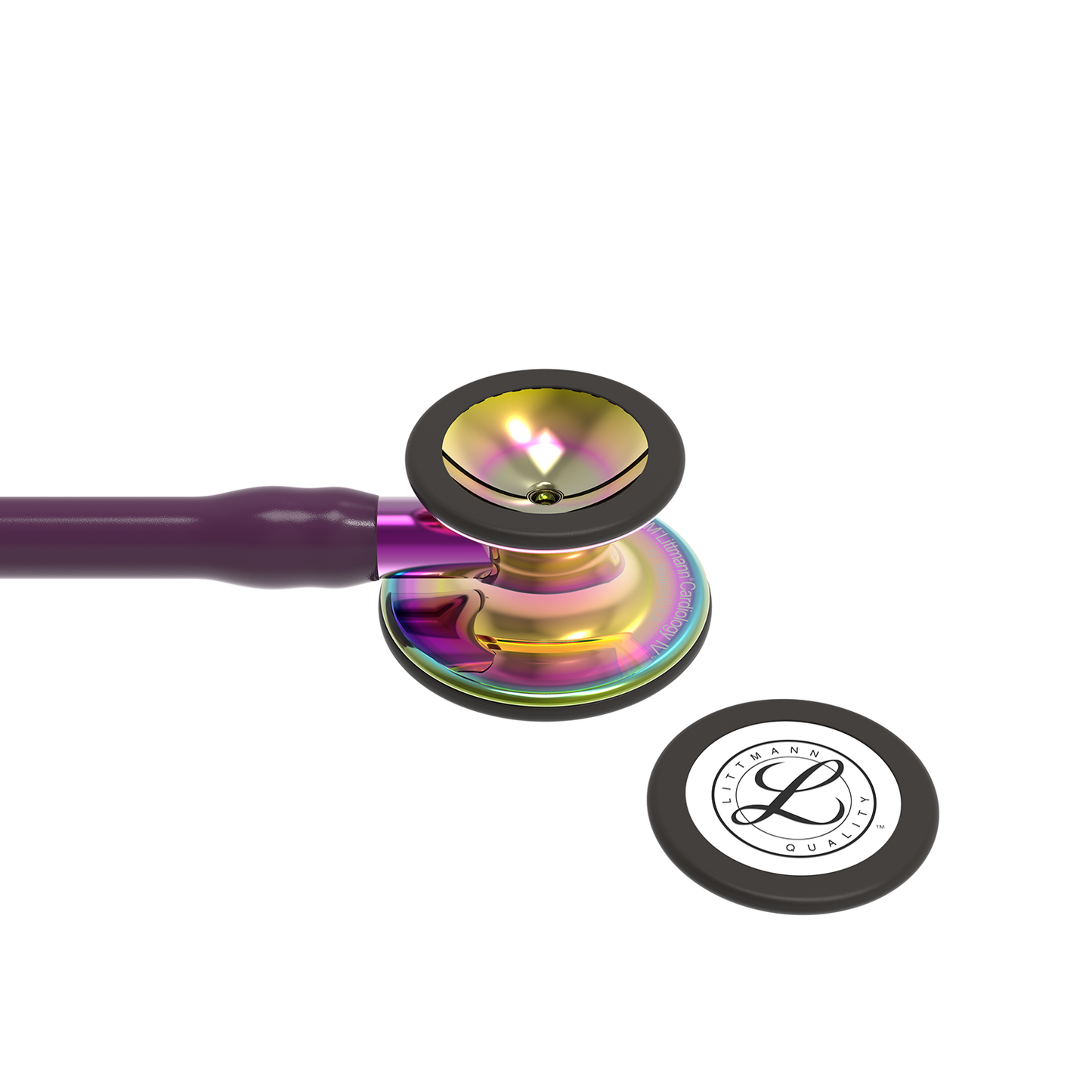 Littmann Cardiology IV Diagnostic Stethoscope: High Polish Rainbow & Plum - Violet Stem 6239 - Over Engraved - Littmann Stethoscopes