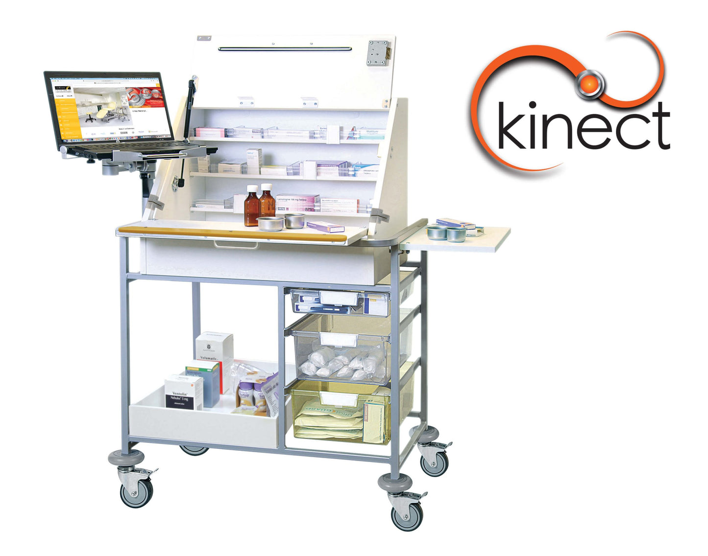 Kinect EPMA Station - Large Ward Drug Trolley with Storage Tray (Copy) -