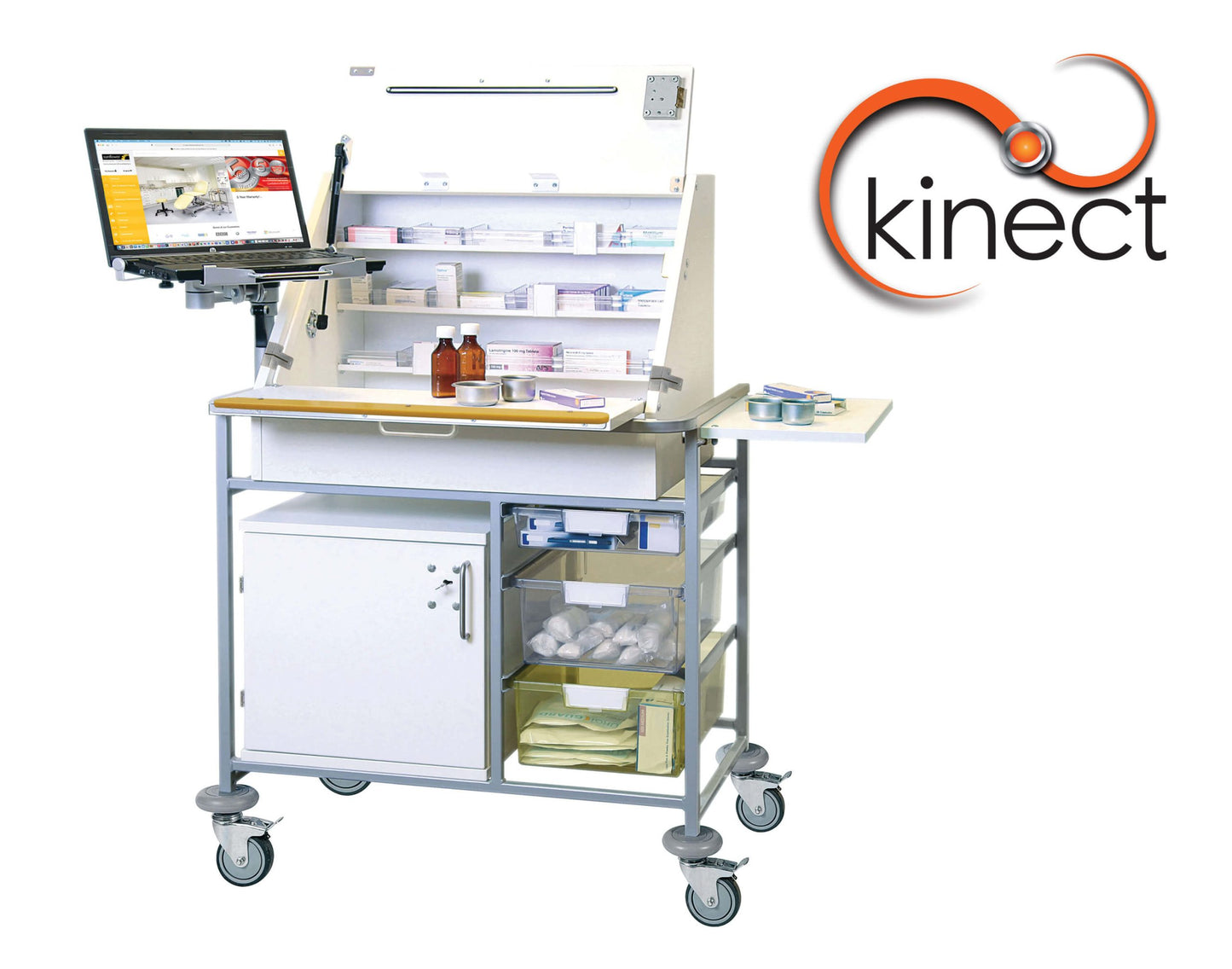 Kinect EPMA Station - Large Ward Drug Trolley with Storage Box