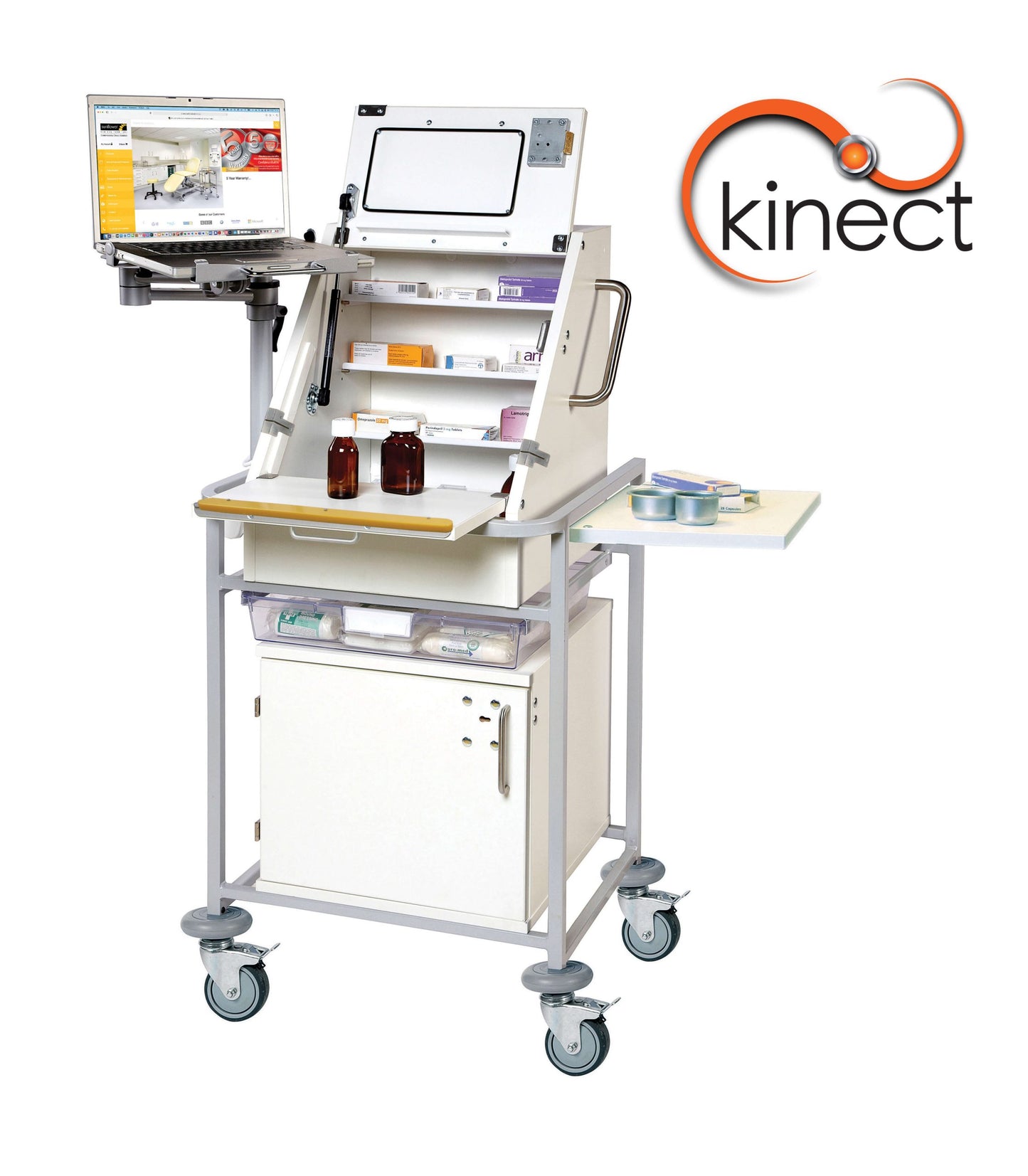 Kinect EPMA Station - Large Ward Drug Trolley with Storage Tray -
