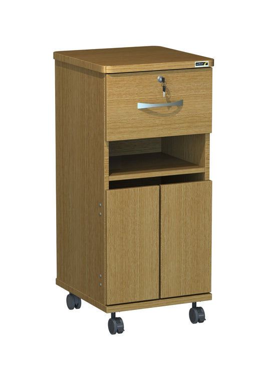 Axis Bedside Locker - Locking Top Draw - Middle Shelf - Bottom Doors - Sunflower