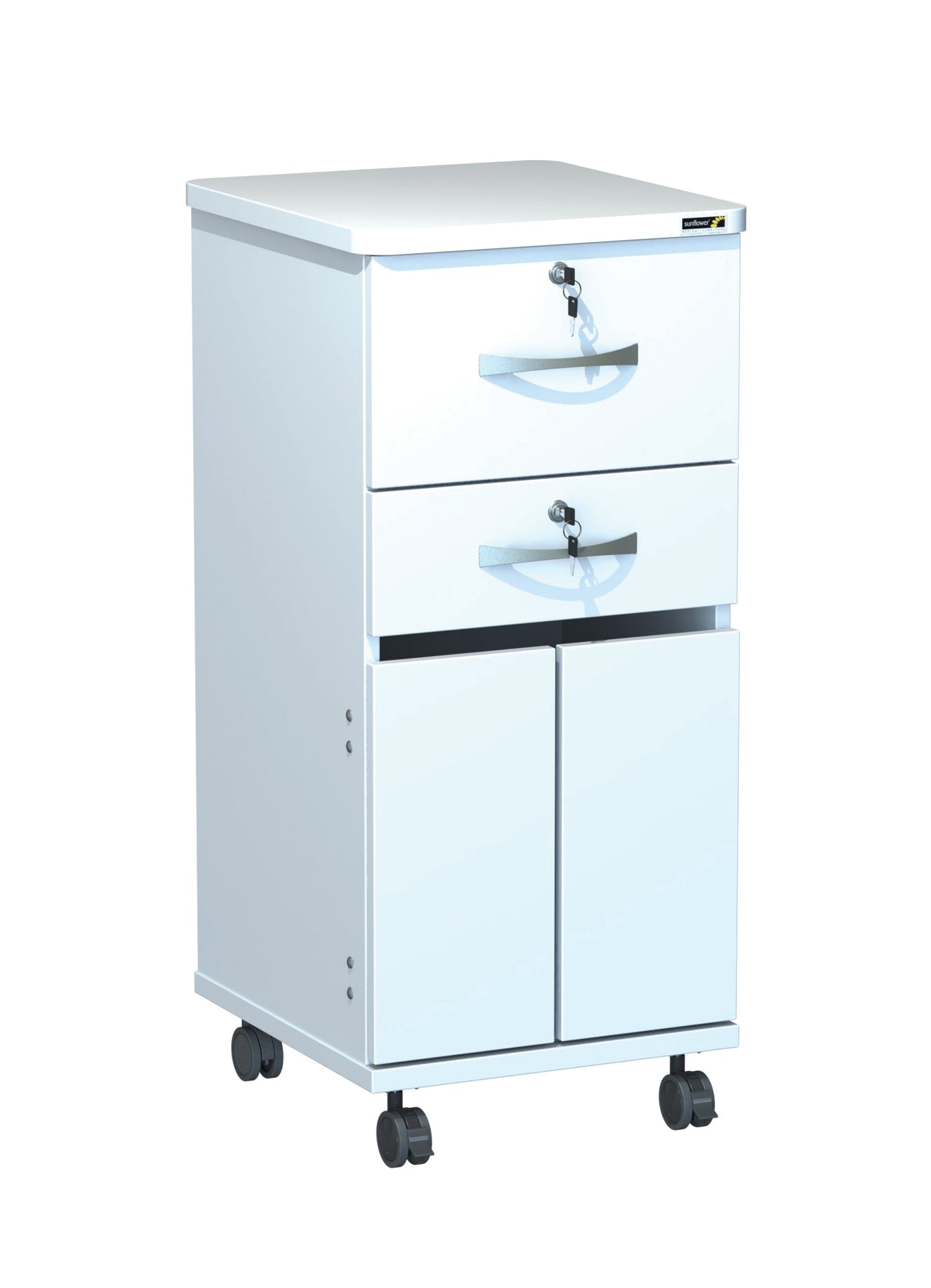 Axis Bedside Locker - Locking Top and Middle Draw - Bottom Doors - Sunflower