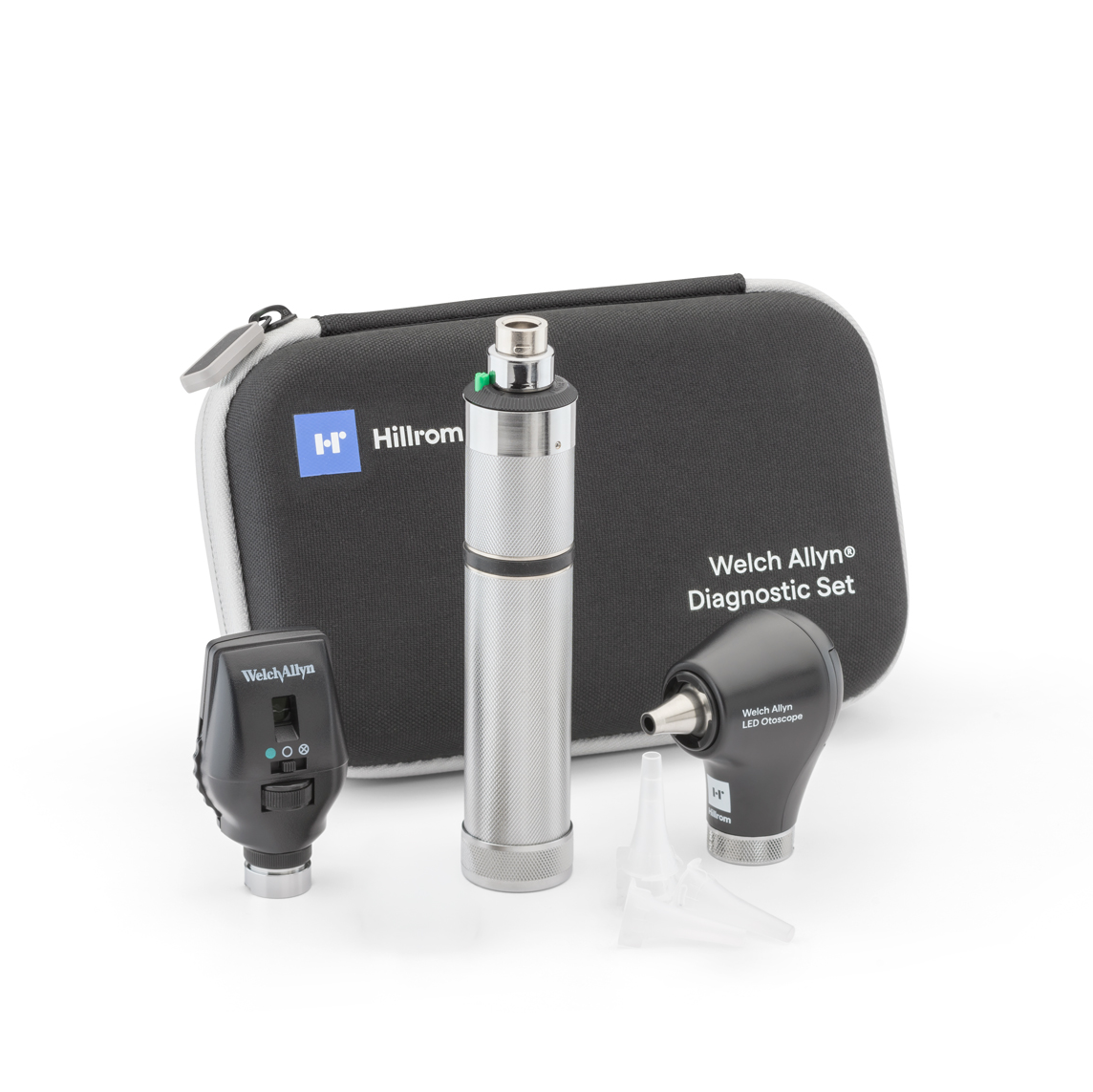 Welch Allyn 3.5V Diagnostic Set - Coaxial LED Opthalmoscope, Basic LED Otoscope, Alkaline C-Cell Battery Handle and Hard Case -