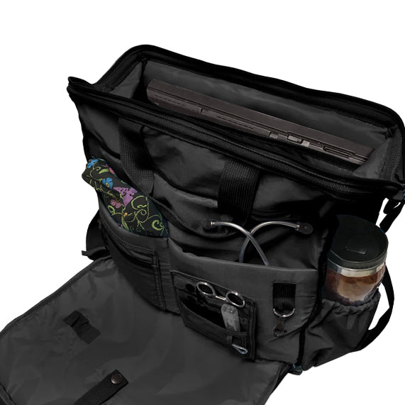 Nylon Cargo Bag 10" x 12" with Velcro Closed Pocket and Shoulder Strap - Black