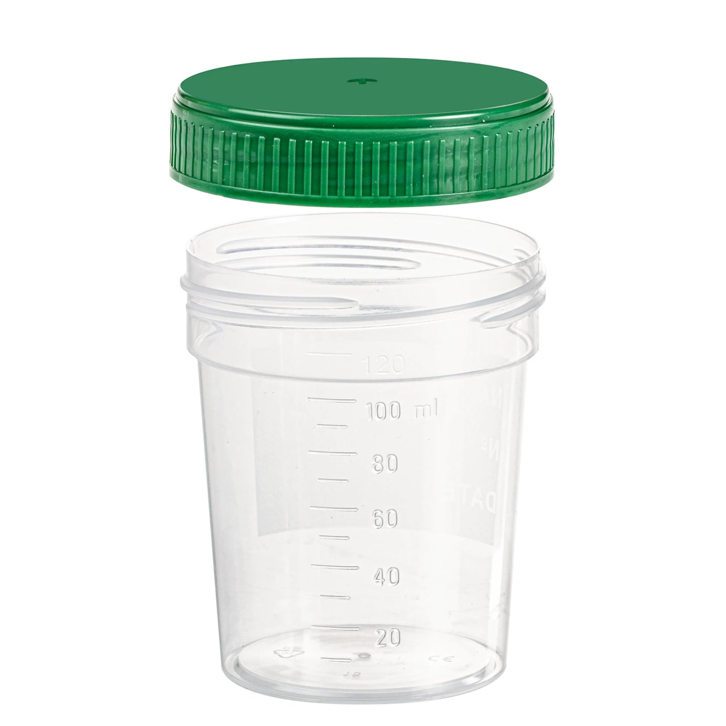 100ml Green Screw Cap Polypropylene Graduated Container - Pack of 500