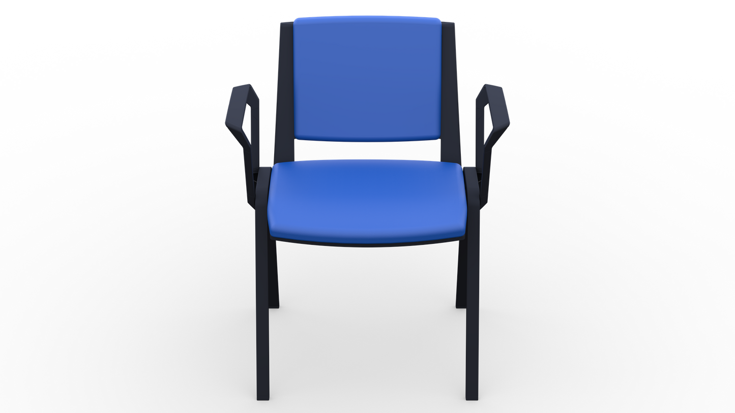 Single Waiting Room Chair (Black Frame/Upholstered) -