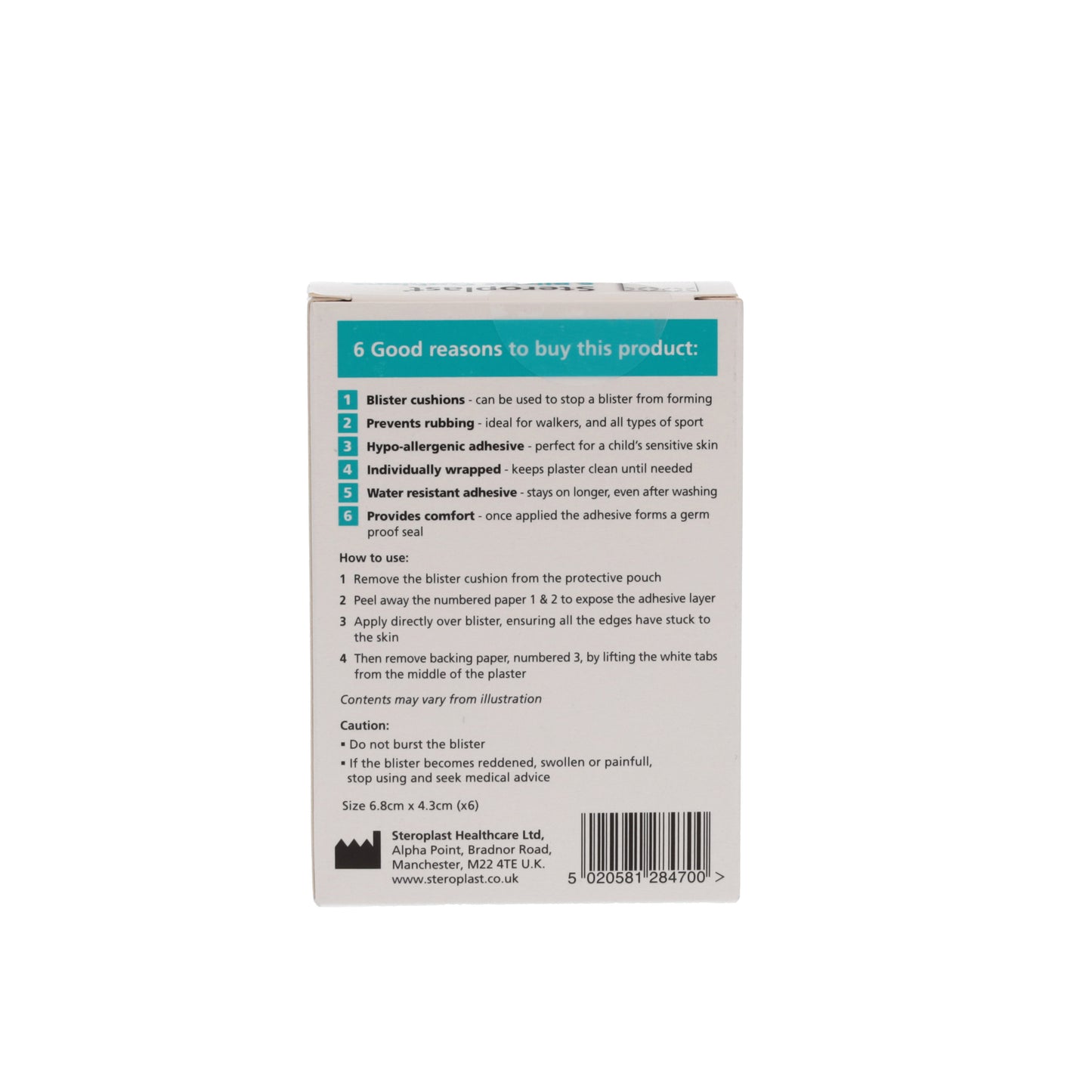 Steroplast Hydrocolloid Blister Cushion Gel Plasters 6 Pack - Steroplast