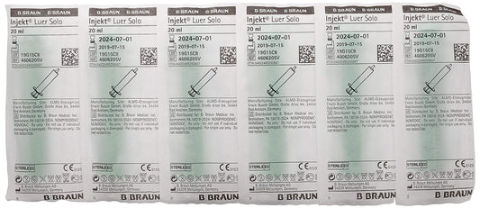 B. Braun Injekt Syringes 20 ml - Luer Slip - 2-Piece, Sterile (Box of 100)