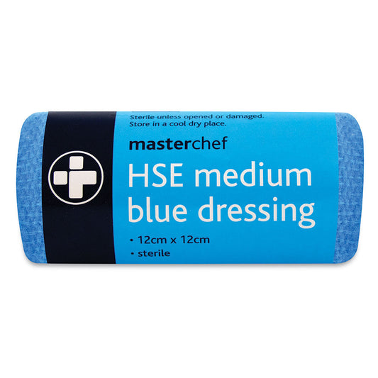 Medium HSE Dressing 12cm x 12cm Unboxed - Blue - Reliance